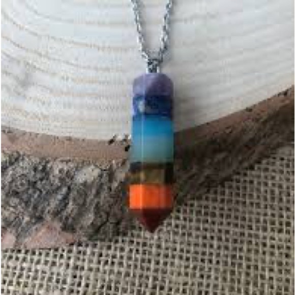 Chakra 7 Stone Pendant and Necklace - Picture 2 of 3